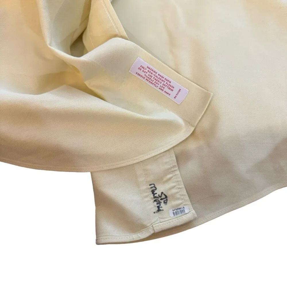 BROOKS BROTHERS XLarge‎ Long Sleeve Oxford Shirt Yellow Monogrammed - Picture 9 of 11